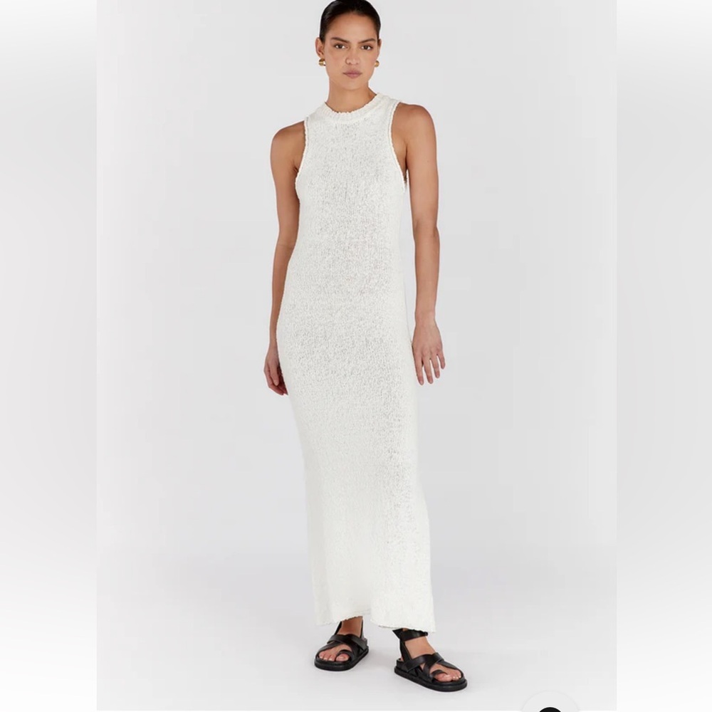 DISSH Dion Off White Boucle Crew Maxi Dress Size XS